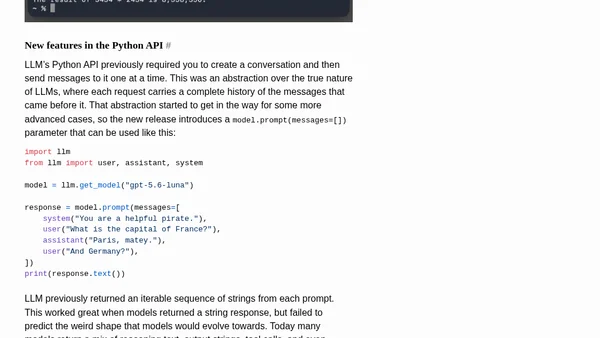 New release of LLM adds support for reasoning traces, OpenAI Responses, server-side tools, and smarter logging