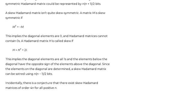 Compressing a Hadamard matrix