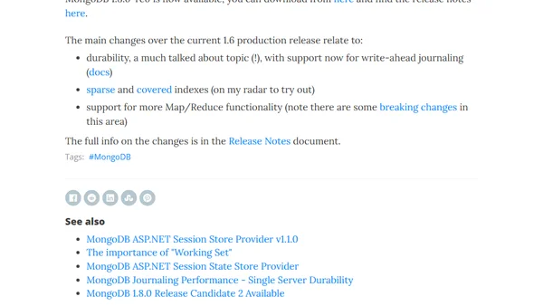 MongoDB 1.8.0 Release Candidate is out
