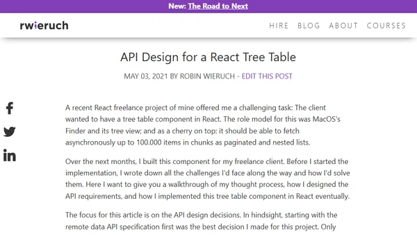 API Design for a React Tree Table