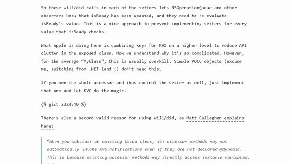 Don't Call willChangeValueForKey Unless It's Really Needed