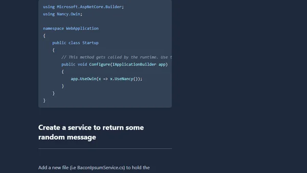 .Net Core and NancyFX: can writing a WebApi get any simpler?