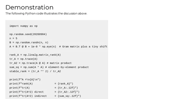Computing a lower bound on matrix rank