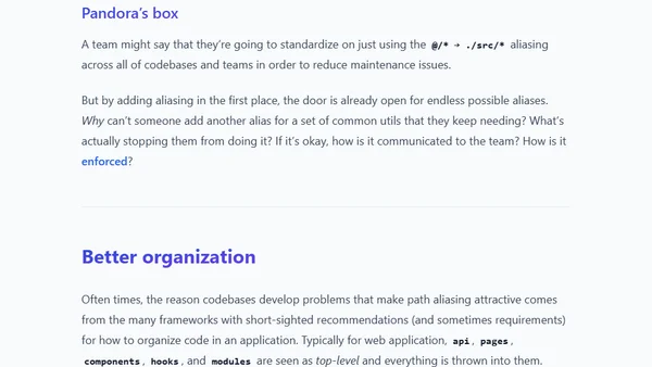 Import path aliasing is a crutch for poor architecture