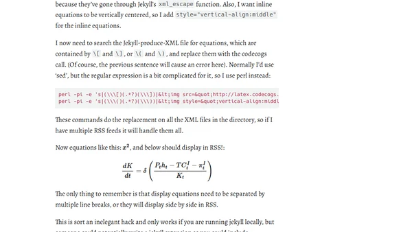 Displaying Math in RSS feeds