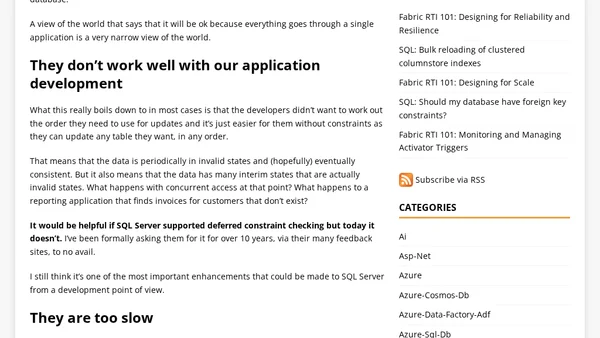 SQL: Should my database have foreign key constraints?