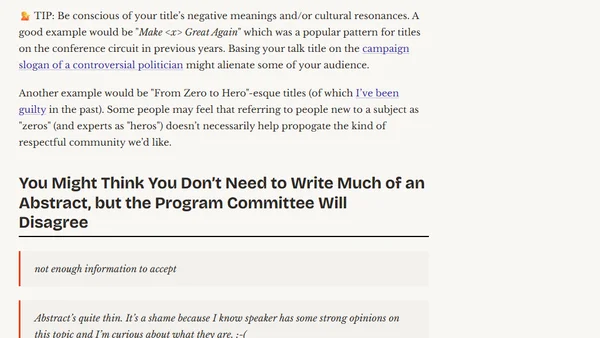 How to Write a Good Tech Conference Abstract - Learn from the Mistakes of Others