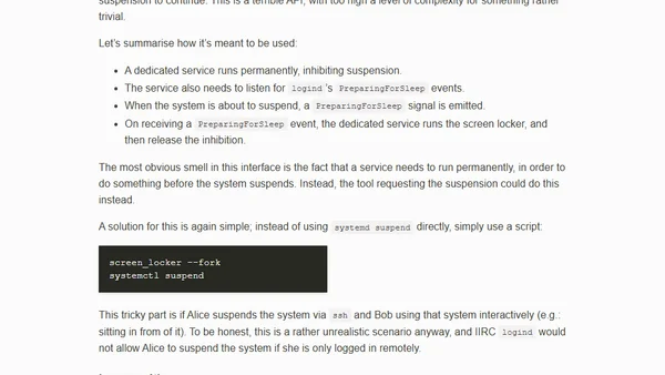 Systemd, locking and sleeping