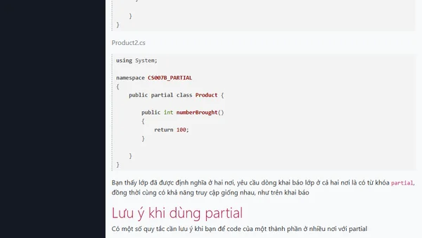 Partial Type và Nested Type phân code thành nhiều file và lớp lồng nhau trong C# C Sharp