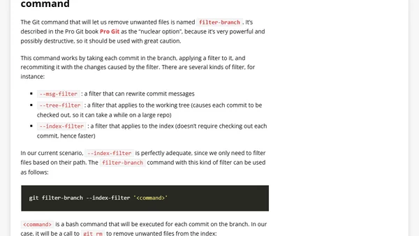 Cleanup Git history to remove unwanted files
