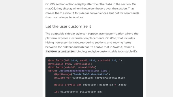 Build An iPadOS 18 TabView That Becomes A Customizable Sidebar