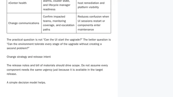 VCF Upgrade Field Guide: Planning the Maintenance Move