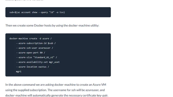 Docker Swarm on Azure for Docker Deep Dive