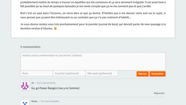 Journal de bord 0 — Prologue