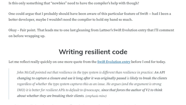 Why Do We Need to Annotate Escaping Closures in Swift?