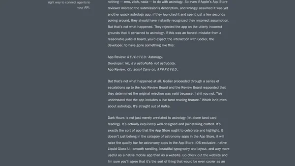 ★ App Store Rejection of the Week: Dark Hours