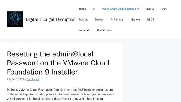 Resetting the admin@local Password on the VMware Cloud Foundation 9 Installer