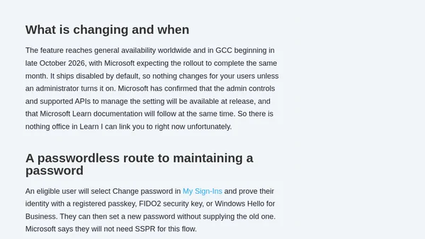 Microsoft Entra to allow passwordless password changes