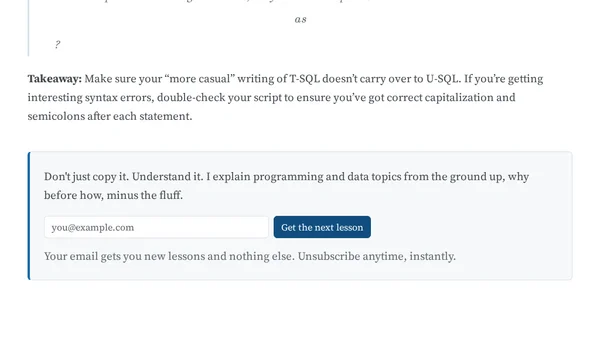 U-SQL Pickiness - Resolving Common Syntax Errors