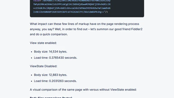 SP 2010: Developing for performance Part 8 - Control that ViewState