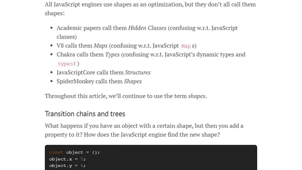 JavaScript engine fundamentals: Shapes and Inline Caches