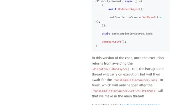 Awaiting the CoreDispatcher