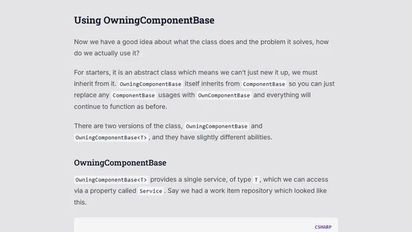 An Introduction to OwningComponentBase