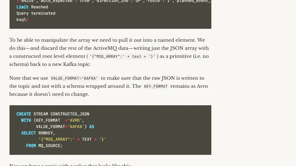 Using ksqlDB to process data ingested from ActiveMQ with Kafka Connect