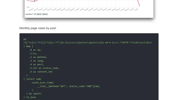 pq - parse and query log files as time series