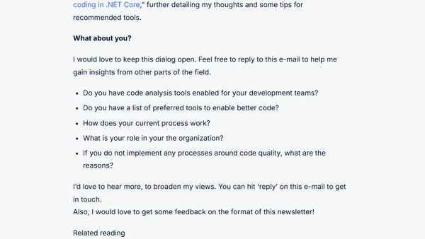 Newsletter #1: Let's talk about code analysis