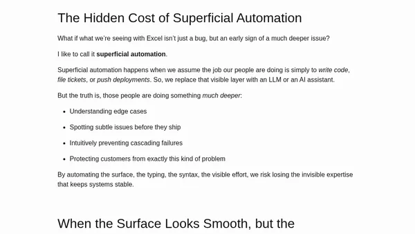 When Excel Stopped Working and What It Says About Superficial Automation