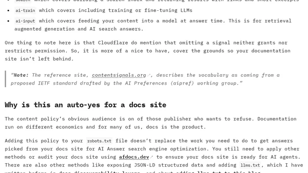 Adding Content-Signal to a docs site