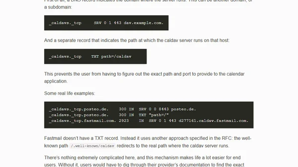 DNS-based discovery for CalDav and CardDav
