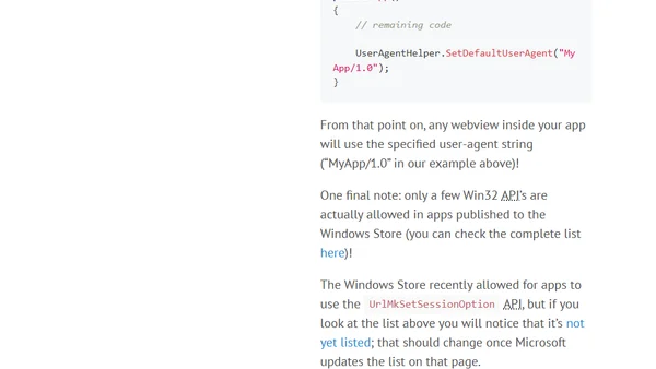 Setting a custom User-Agent in the UWP WebView control