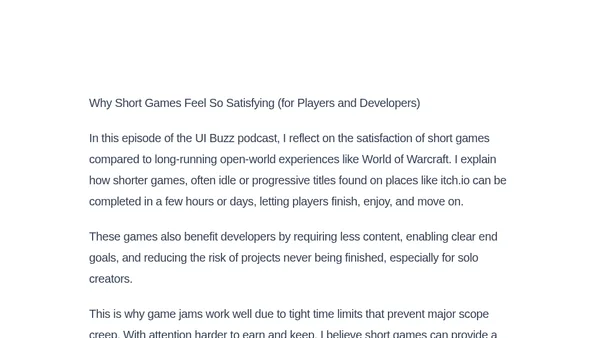 The advantage of shorter games for players and developers