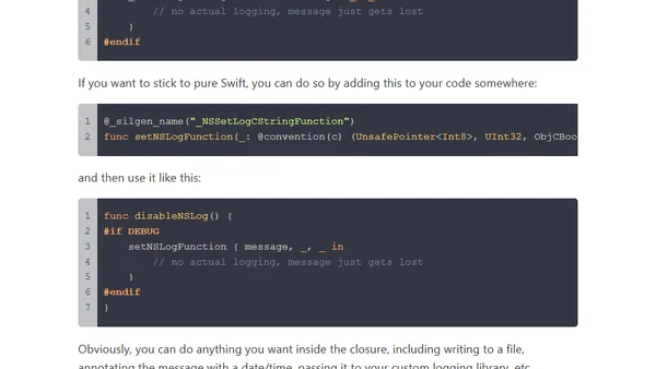 Silencing NSLog