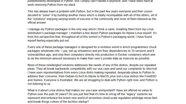 Python: Please stop screwing over Linux distros