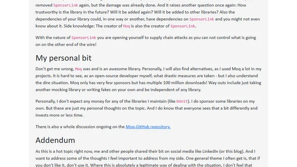 What's going on with Moq? SponsorLink and burnt soil!