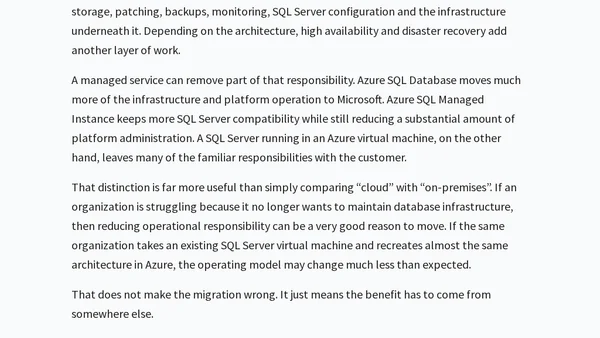 Why Workload Placement Matters More Than the Platform Label for SQL Server