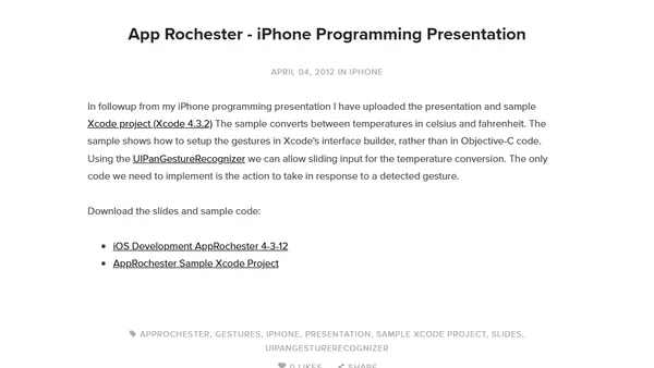 App Rochester - iPhone Programming Presentation