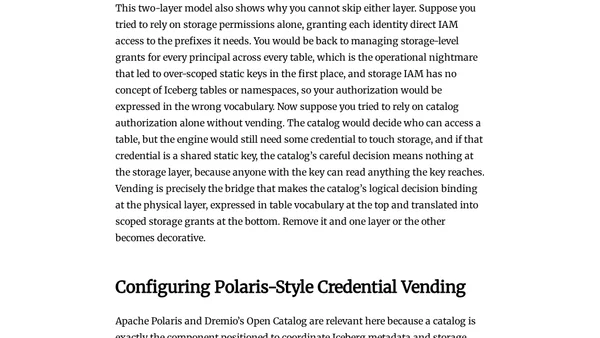 REST Catalog Credential Vending for Iceberg