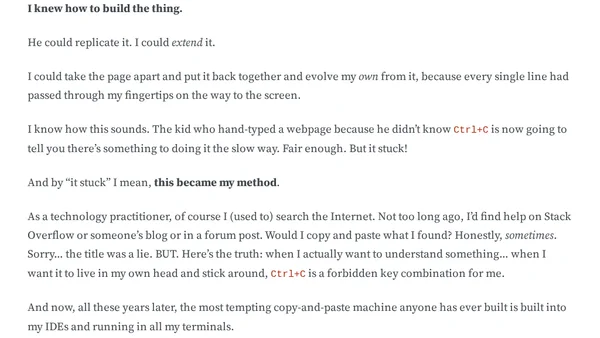 How I Learned to Copy and Paste, and Why I Never Do