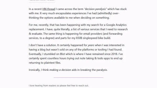 Decision Paralysis