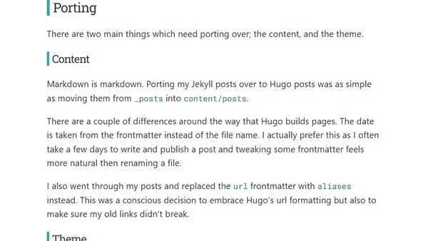 Switching to Hugo