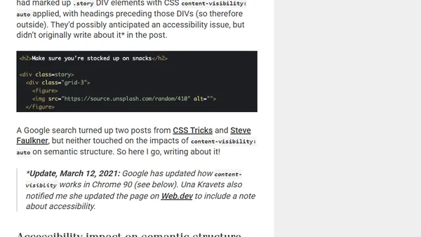 Content-visibility and Accessible Semantics