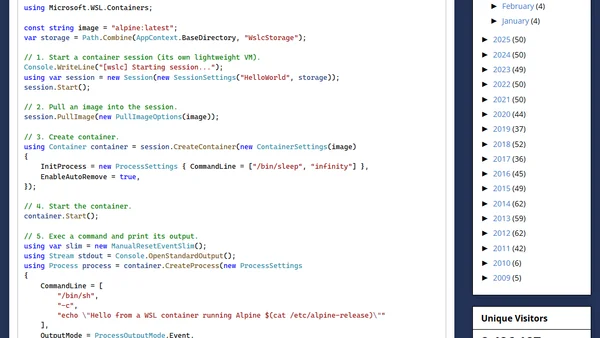 Running Containers on WSL with C#