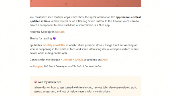 Create an App Information Component in Nuxt