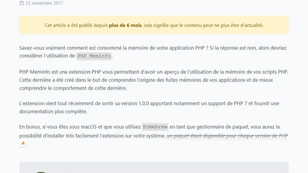 PHP Meminfo, l'extension qui vous fait voyager dans la mémoire PHP