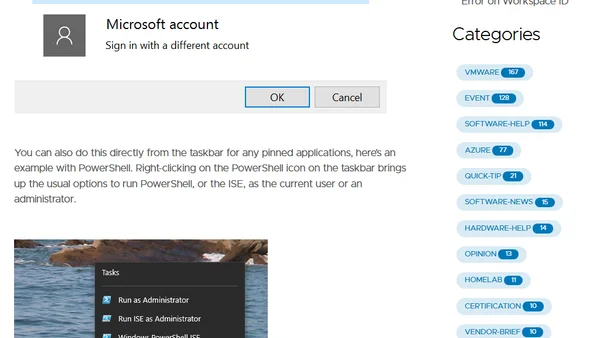 Running as a different user in Windows 10
